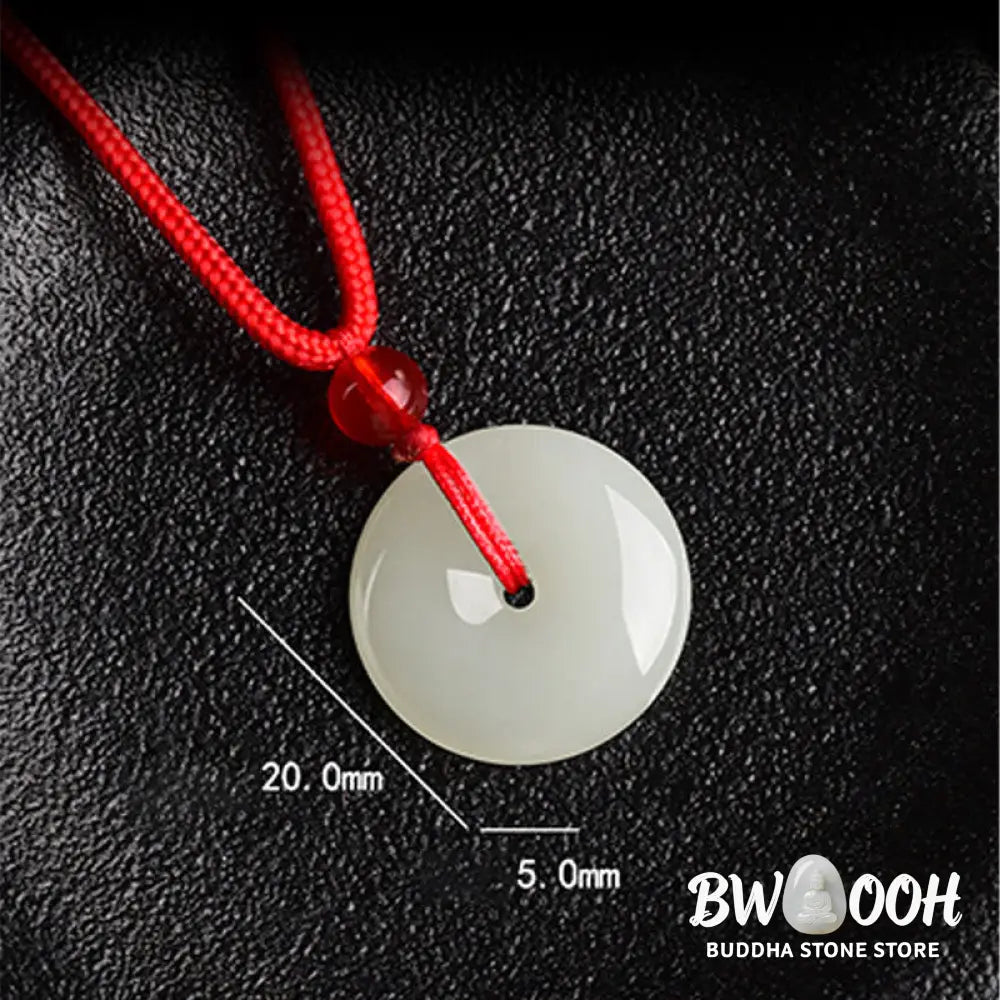 Buddha Stones Jade Peace Buckle Abundance Red Rope Necklace Pendant - BWOOOH - Natural Jade(Color May Vary) - Necklaces