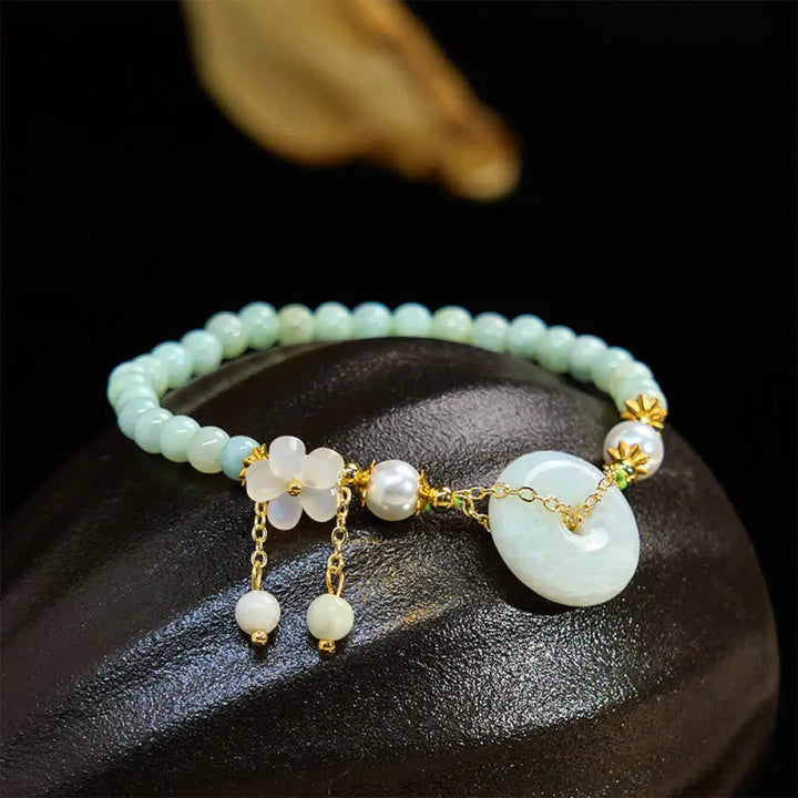 BWOOOH Jade Peace Buckle Beads Flower Prosperity Bracelet — Jade jade bracelet for spiritual healing and mindful living