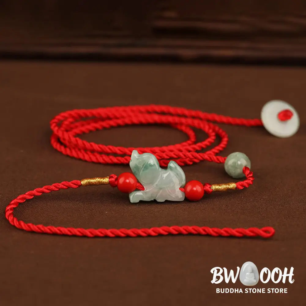 Buddha Stones Jade Peace Buckle Blessing Red String Belly Chain - Belly Chain