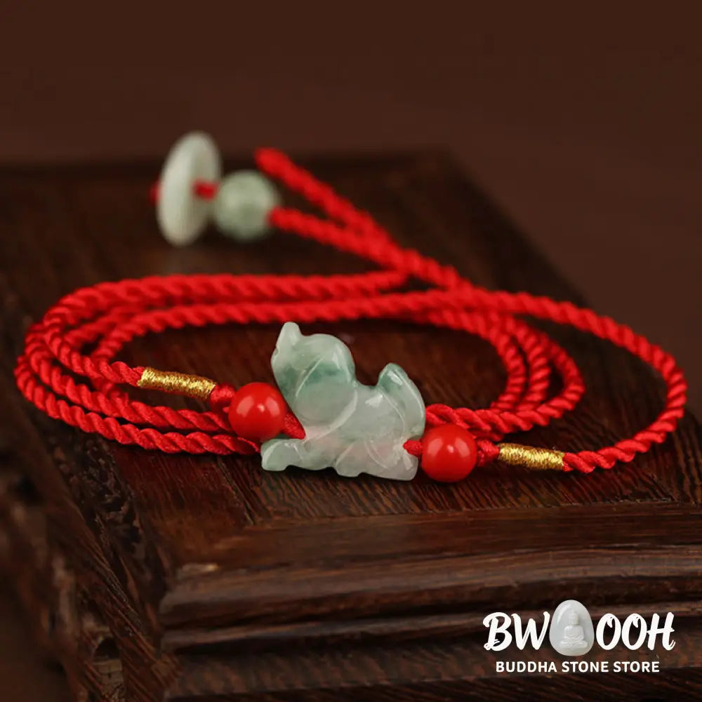 Buddha Stones Jade Peace Buckle Blessing Red String Belly Chain - Belly Chain