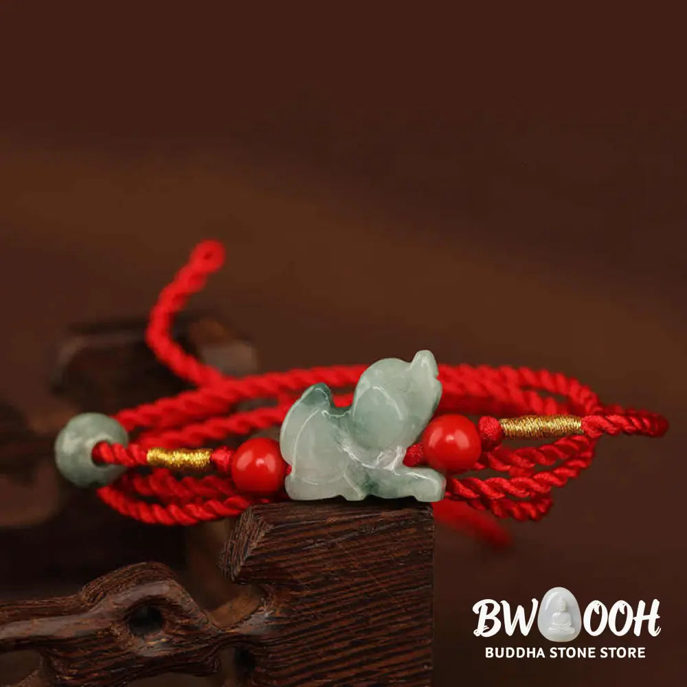 Buddha Stones Jade Peace Buckle Blessing Red String Belly Chain - Belly Chain