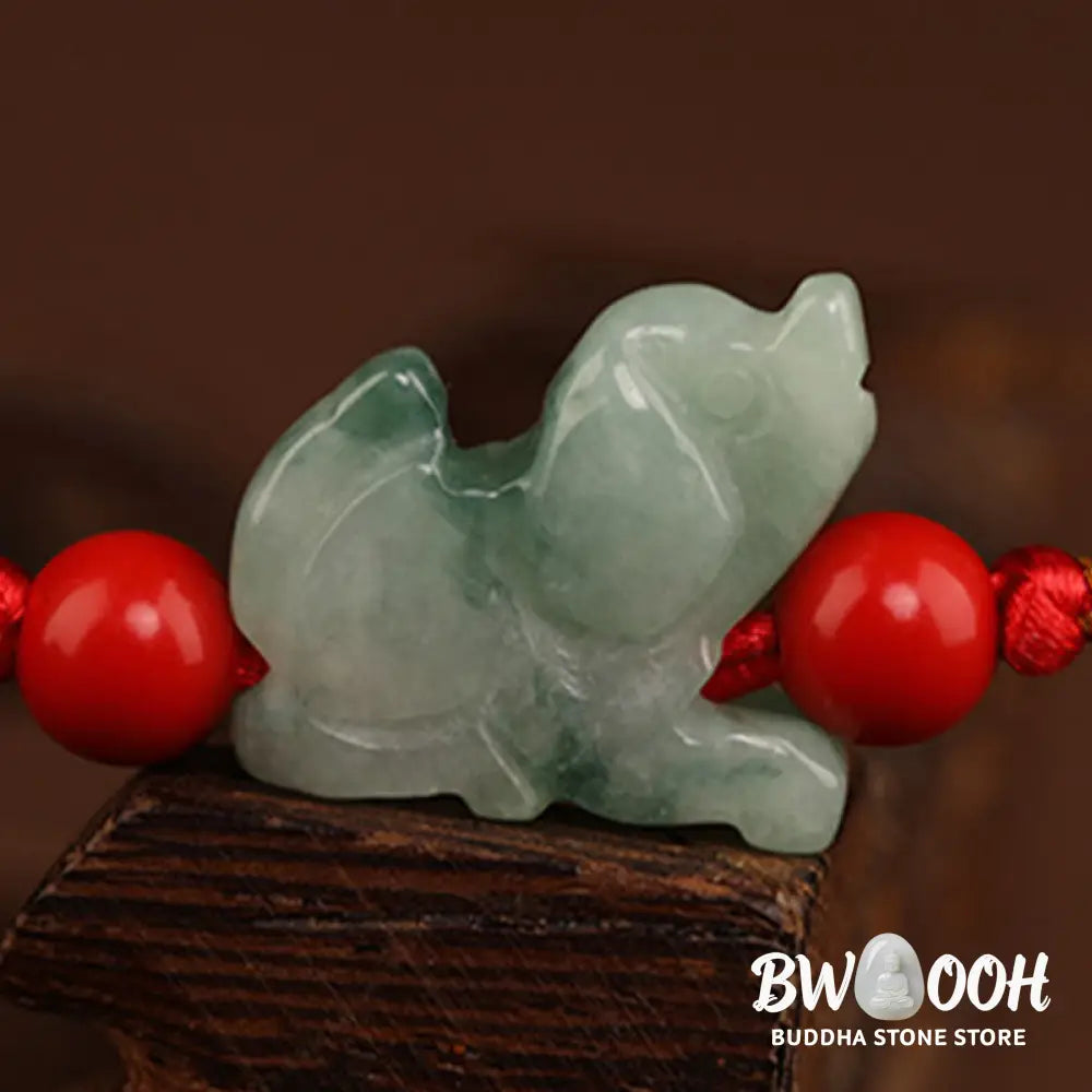 Buddha Stones Jade Peace Buckle Blessing Red String Belly Chain - Belly Chain