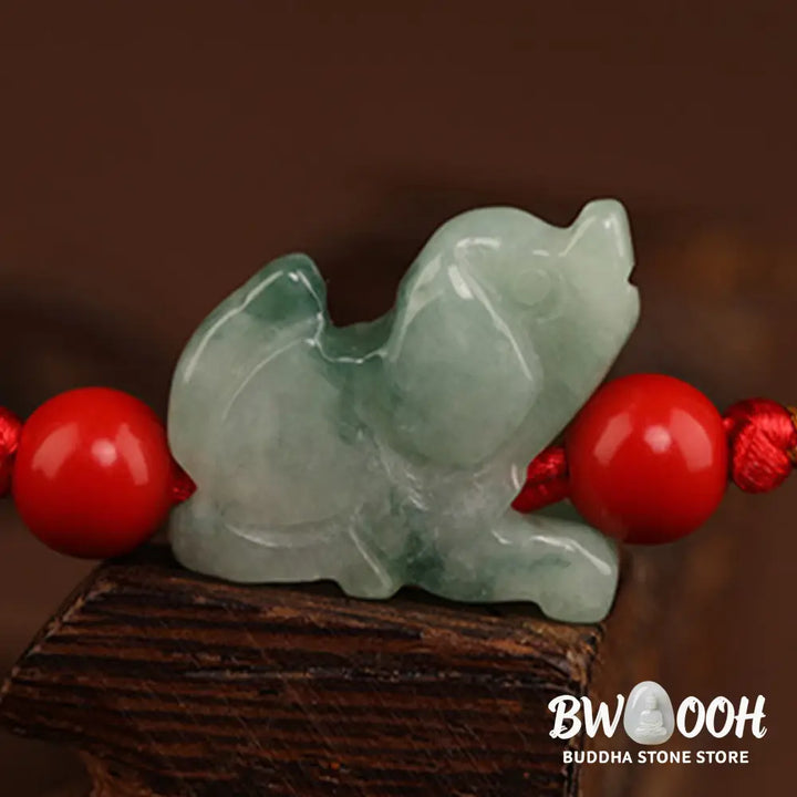 Buddha Stones Jade Peace Buckle Blessing Red String Belly Chain - Belly Chain