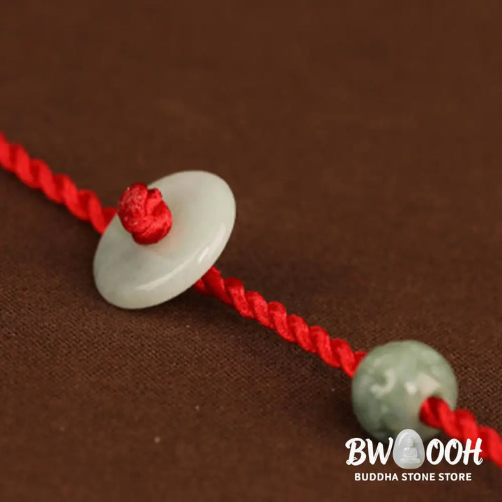 Buddha Stones Jade Peace Buckle Blessing Red String Belly Chain - Belly Chain