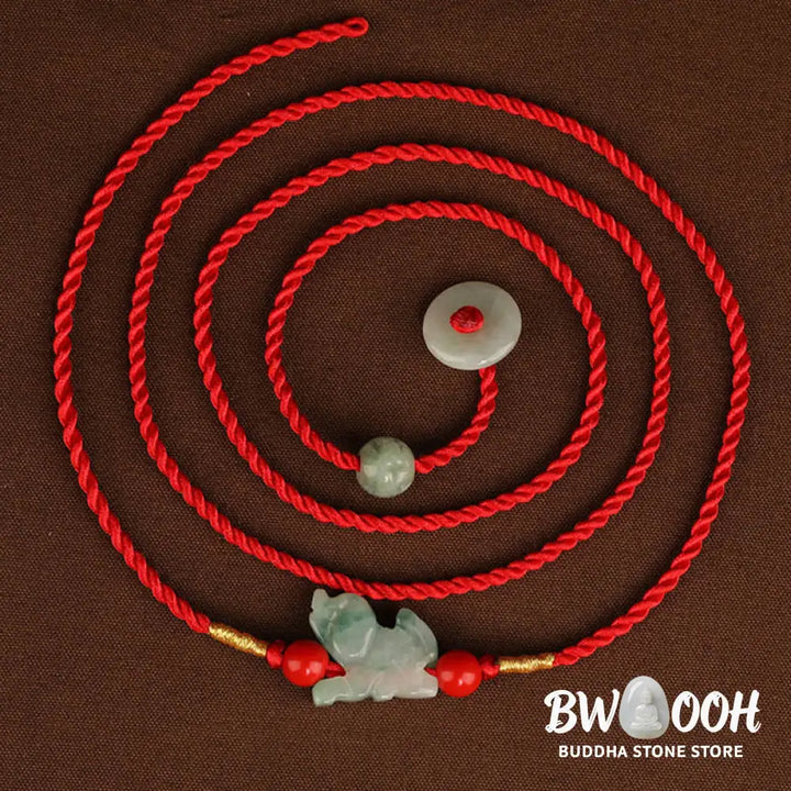 Buddha Stones Jade Peace Buckle Blessing Red String Belly Chain - Belly Chain