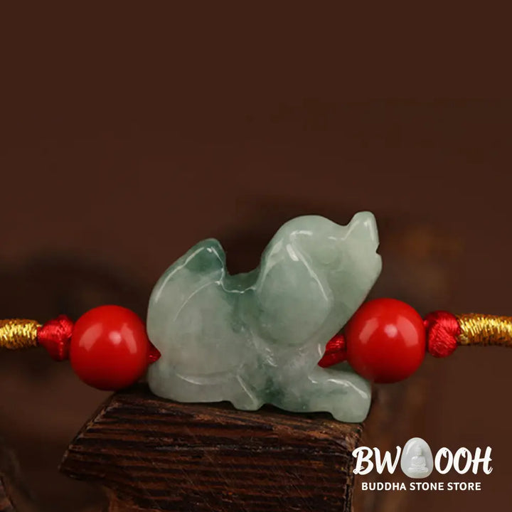Buddha Stones Jade Peace Buckle Blessing Red String Belly Chain - Belly Chain