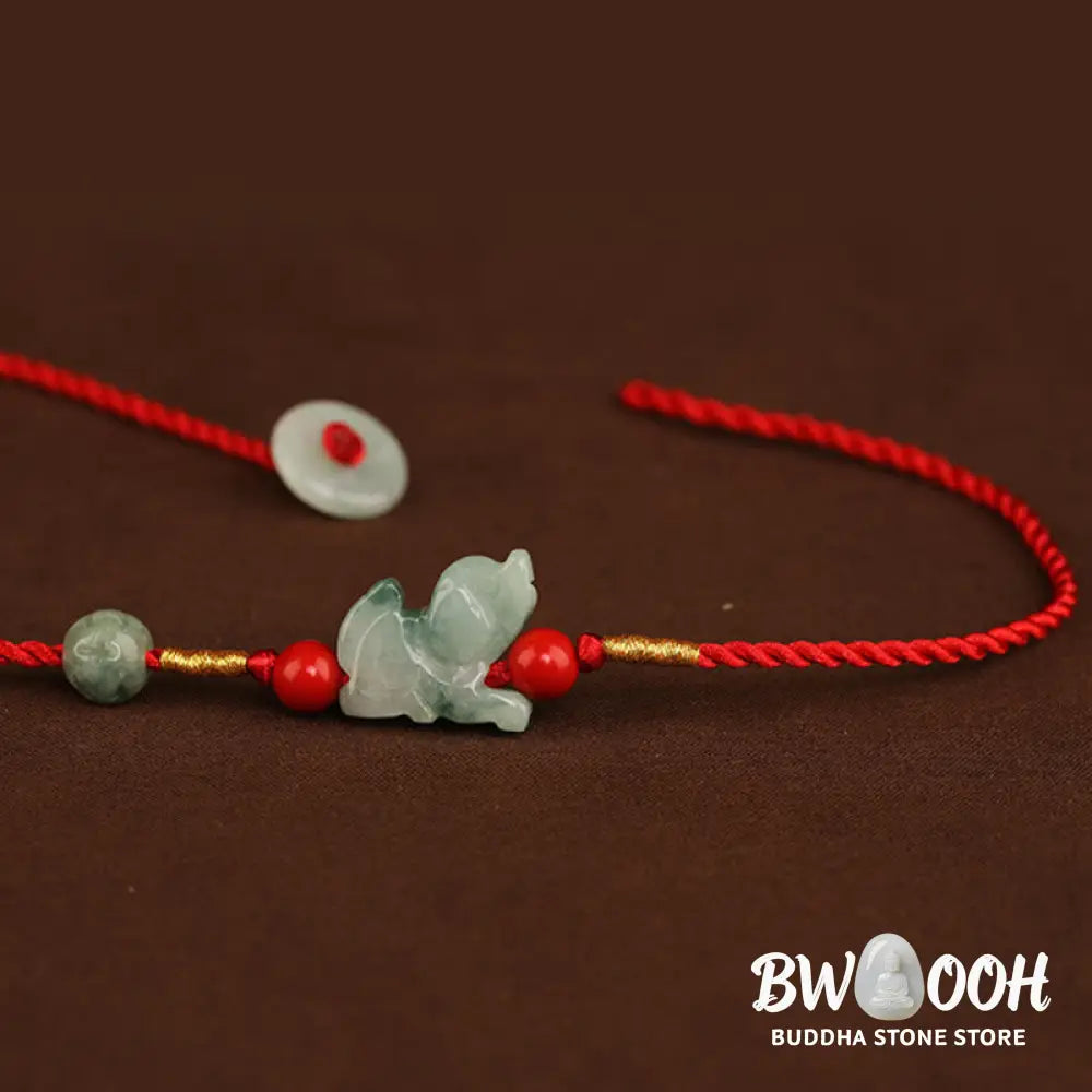 Buddha Stones Jade Peace Buckle Blessing Red String Belly Chain - Belly Chain