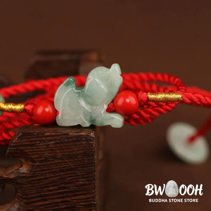 Buddha Stones Jade Peace Buckle Blessing Red String Belly Chain - Belly Chain