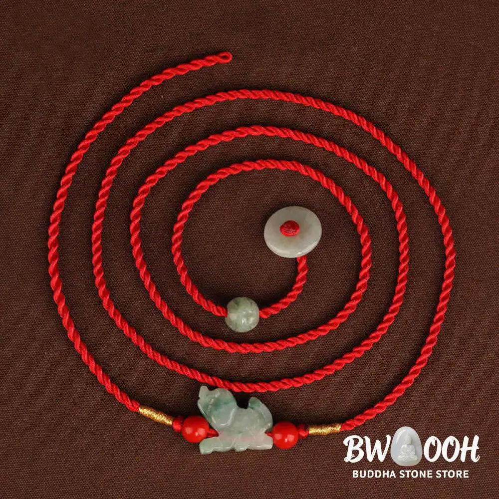 Buddha Stones Jade Peace Buckle Blessing Red String Belly Chain - Belly Chain