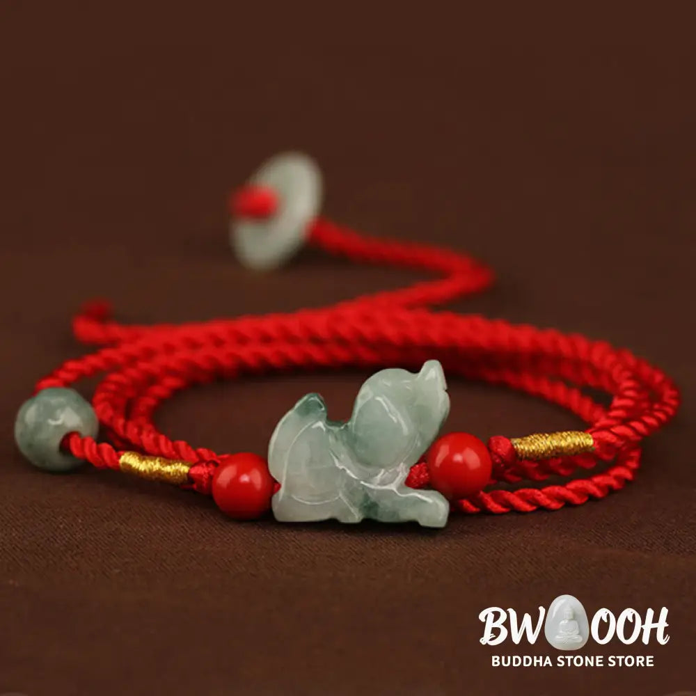 Buddha Stones Jade Peace Buckle Blessing Red String Belly Chain - Belly Chain