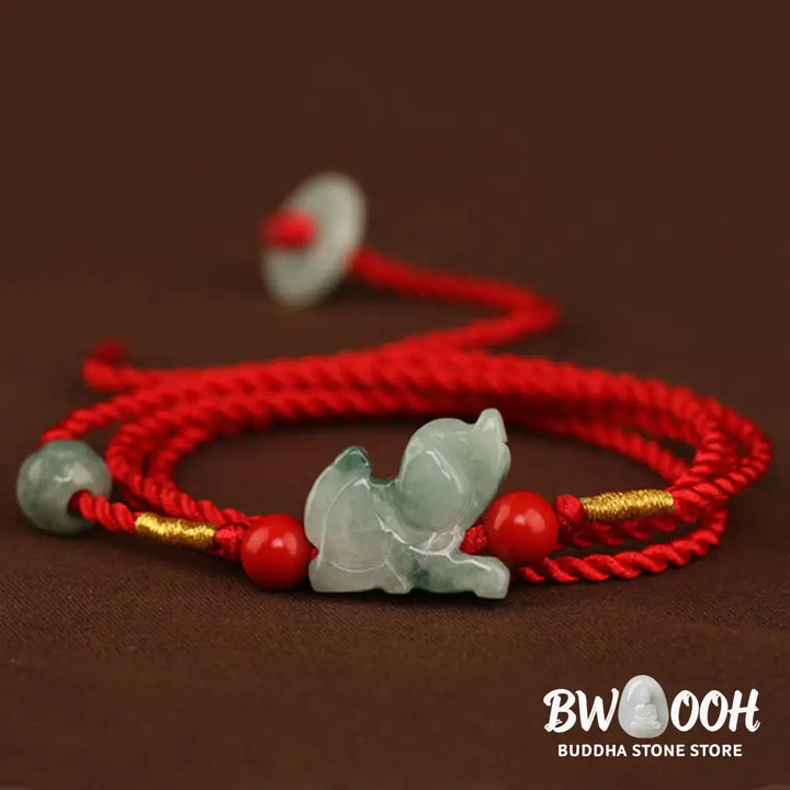 Buddha Stones Jade Peace Buckle Blessing Red String Belly Chain - Belly Chain