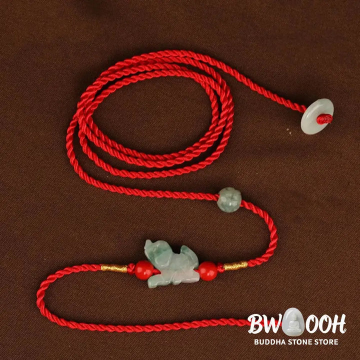 Buddha Stones Jade Peace Buckle Blessing Red String Belly Chain - Belly Chain