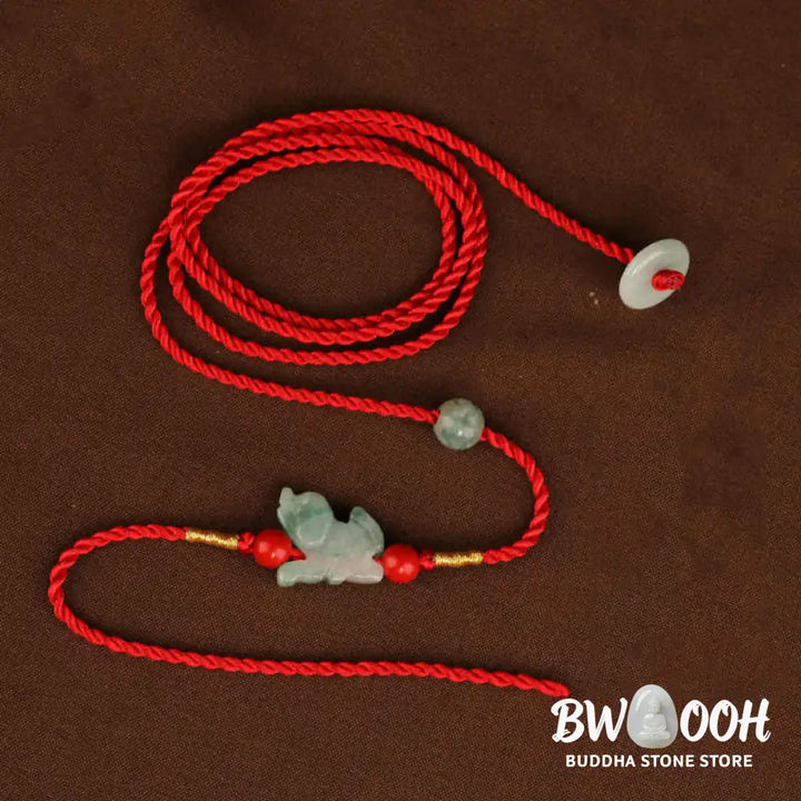 Buddha Stones Jade Peace Buckle Blessing Red String Belly Chain - Belly Chain