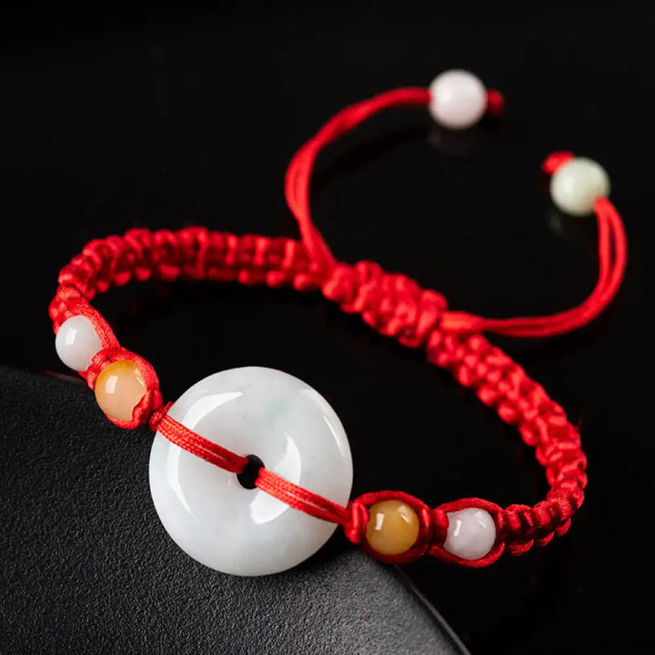 BWOOOH Jade Peace Buckle Luck Red String Bracelet - BWOOOH - Jade(Wrist Circumference: 14-18cm) - Bracelet