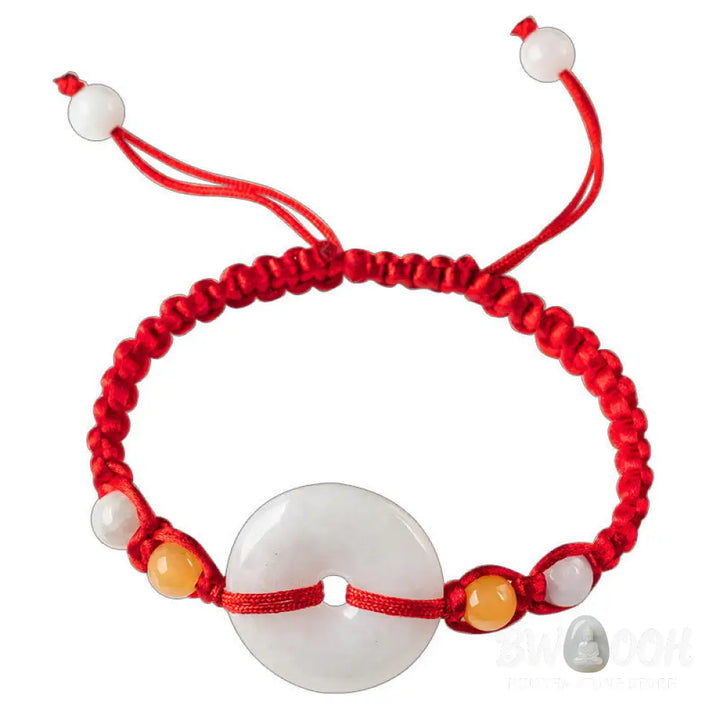 Buddha Stones Jade Peace Buckle Luck Red String Bracelet - BWOOOH - Jade(Wrist Circumference: 14-18cm) - Bracelet