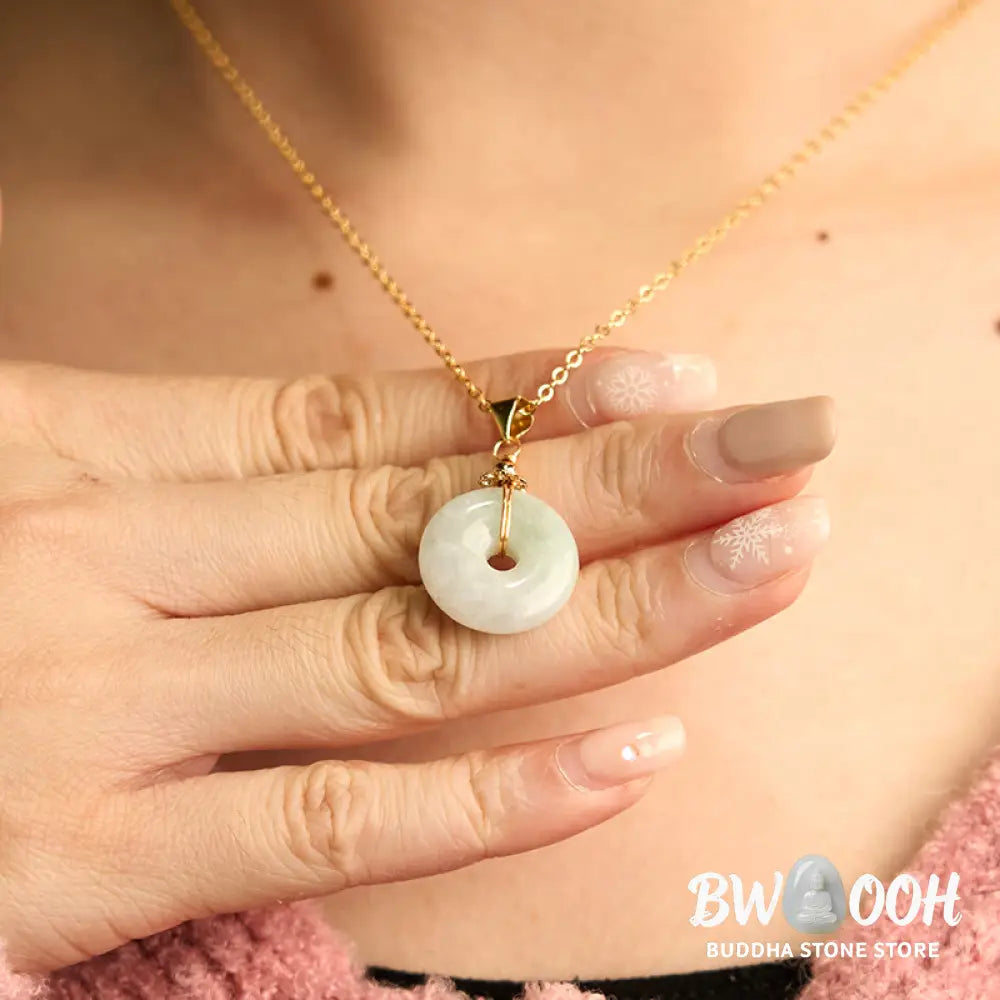 Buddha Stones Jade Peace Buckle Necklace Luck Pendant - BWOOOH - Jade Peace Buckle - Necklaces &amp; Pendants