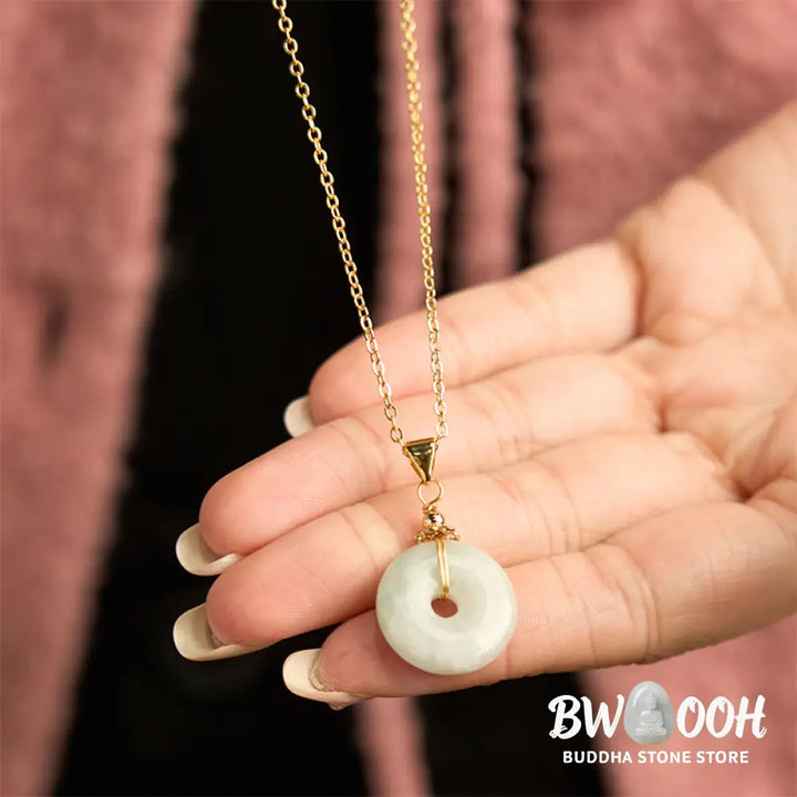 Buddha Stones Jade Peace Buckle Necklace Luck Pendant - BWOOOH - Jade Peace Buckle - Necklaces &amp; Pendants