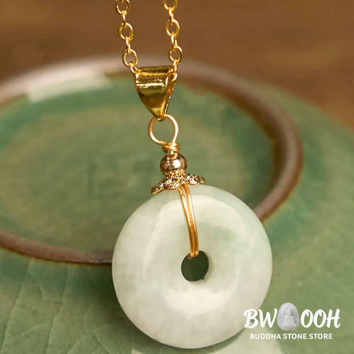 Buddha Stones Jade Peace Buckle Necklace Luck Pendant - BWOOOH - Jade Peace Buckle - Necklaces &amp; Pendants