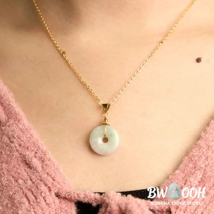 Buddha Stones Jade Peace Buckle Necklace Luck Pendant - BWOOOH - Jade Peace Buckle - Necklaces &amp; Pendants
