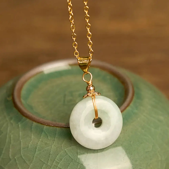 Buddha Stones Jade Peace Buckle Necklace Luck Pendant - BWOOOH - Jade Peace Buckle - Necklaces &amp; Pendants