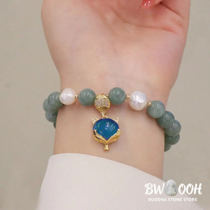 Buddha Stones Jade Pearl Color-Changing Fox Charm Luck Bracelet - BWOOOH - Jade(Prosperity♥Abundance)(Wrist