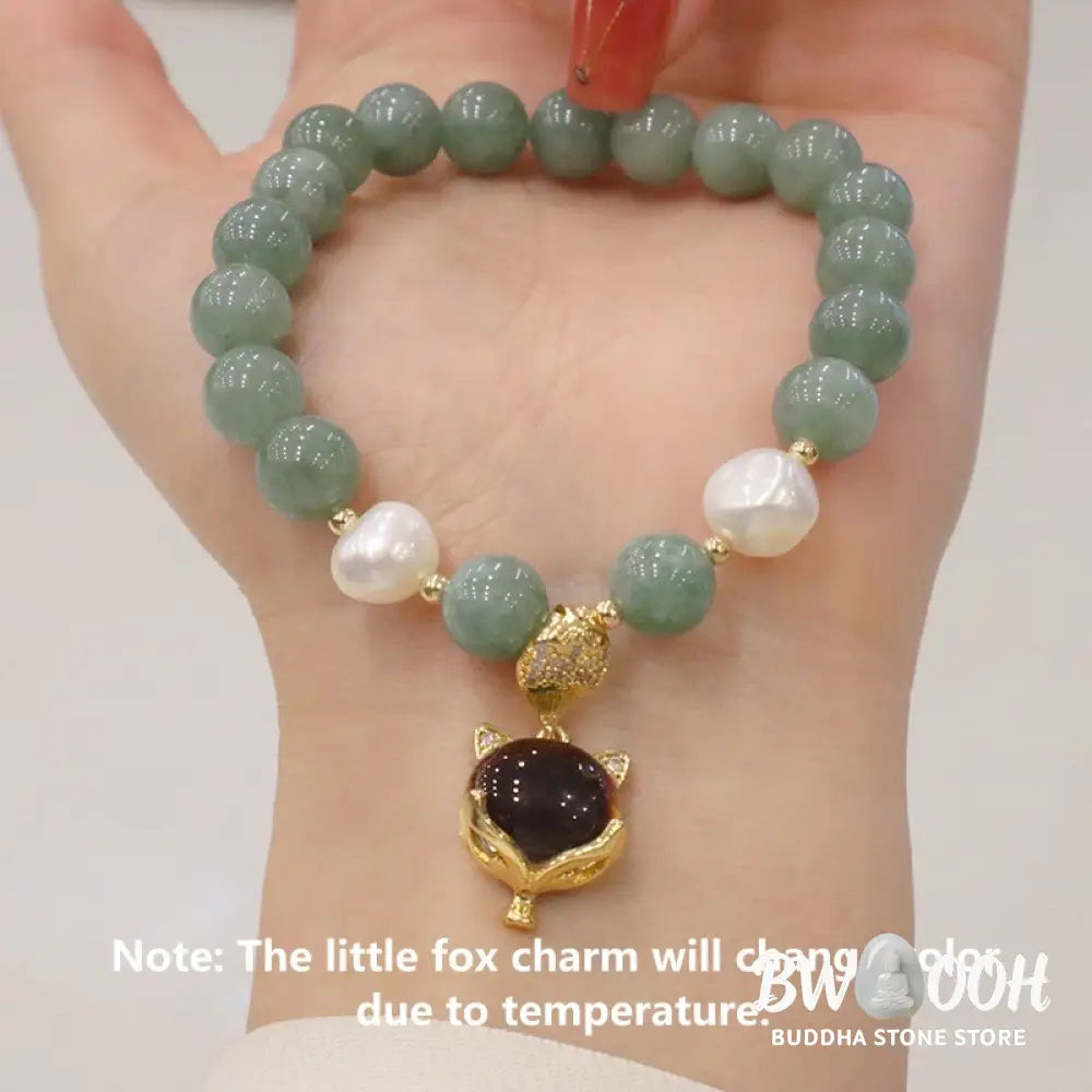 Buddha Stones Jade Pearl Color-Changing Fox Charm Luck Bracelet - BWOOOH - Jade(Prosperity♥Abundance)(Wrist