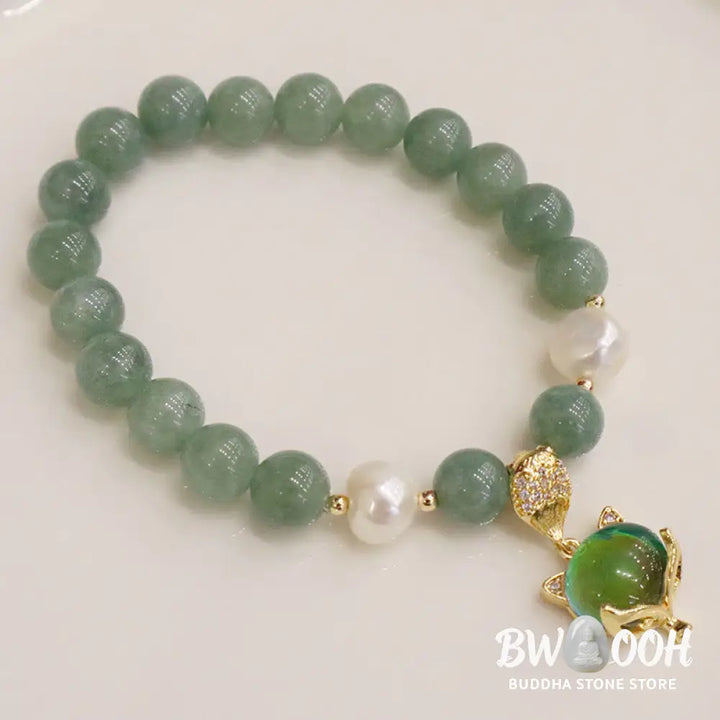 Buddha Stones Jade Pearl Color-Changing Fox Charm Luck Bracelet - BWOOOH - Jade(Prosperity♥Abundance)(Wrist