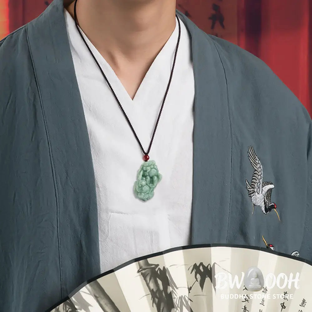 Buddha Stones Jade PiXiu Wealth Luck String Necklace Pendant - BWOOOH - PiXiu (Wealth ♥ Luck) - Necklaces &amp; Pendants