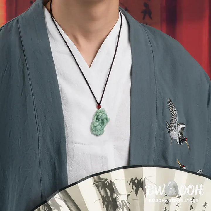 Buddha Stones Jade PiXiu Wealth Luck String Necklace Pendant - BWOOOH - PiXiu (Wealth ♥ Luck) - Necklaces &amp; Pendants