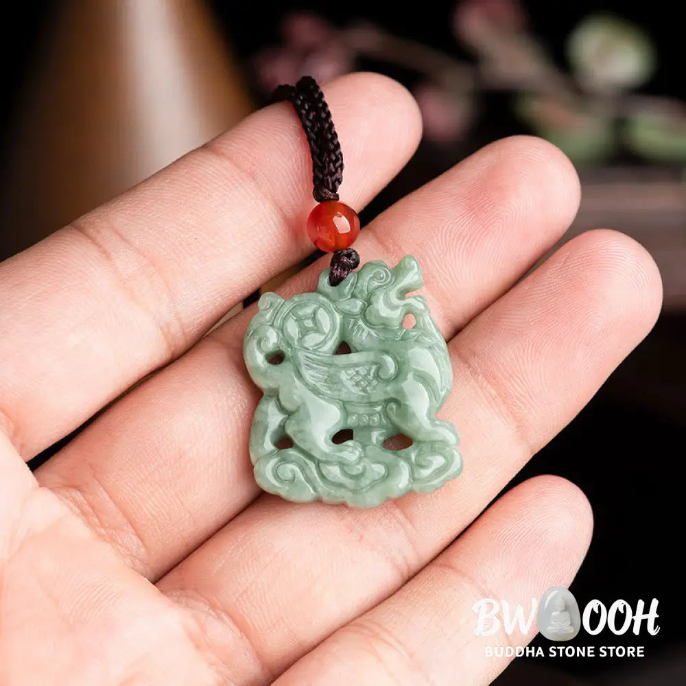 Buddha Stones Jade PiXiu Wealth Luck String Necklace Pendant - BWOOOH - Jade PiXiu - Necklaces &amp; Pendants