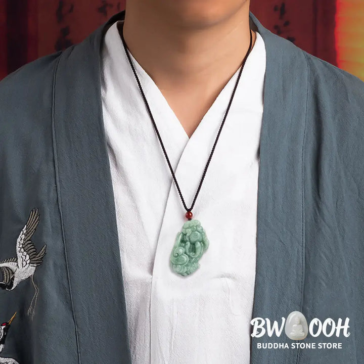 Buddha Stones Jade PiXiu Wealth Luck String Necklace Pendant - BWOOOH - PiXiu (Wealth ♥ Luck) - Necklaces &amp; Pendants