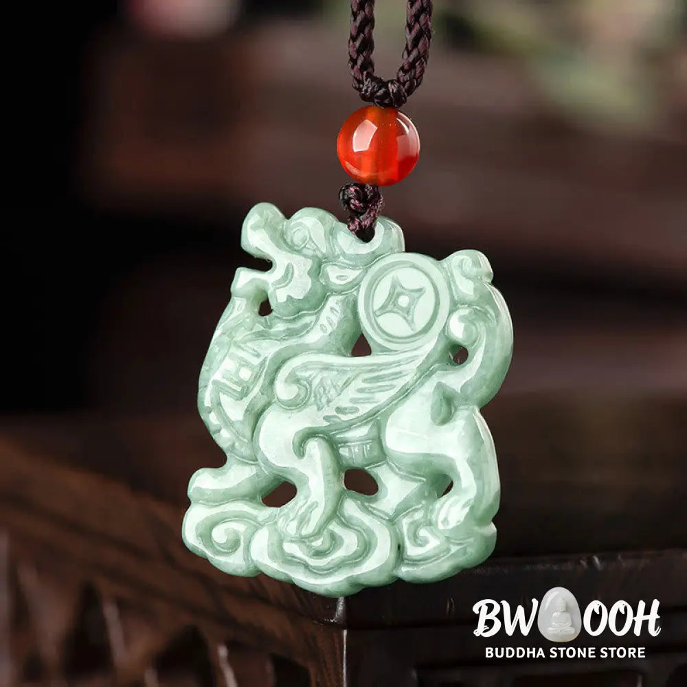 Buddha Stones Jade PiXiu Wealth Luck String Necklace Pendant - BWOOOH - Jade PiXiu - Necklaces & Pendants