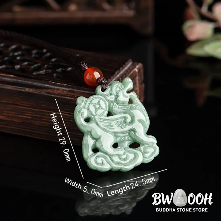 Buddha Stones Jade PiXiu Wealth Luck String Necklace Pendant - BWOOOH - Jade PiXiu - Necklaces &amp; Pendants