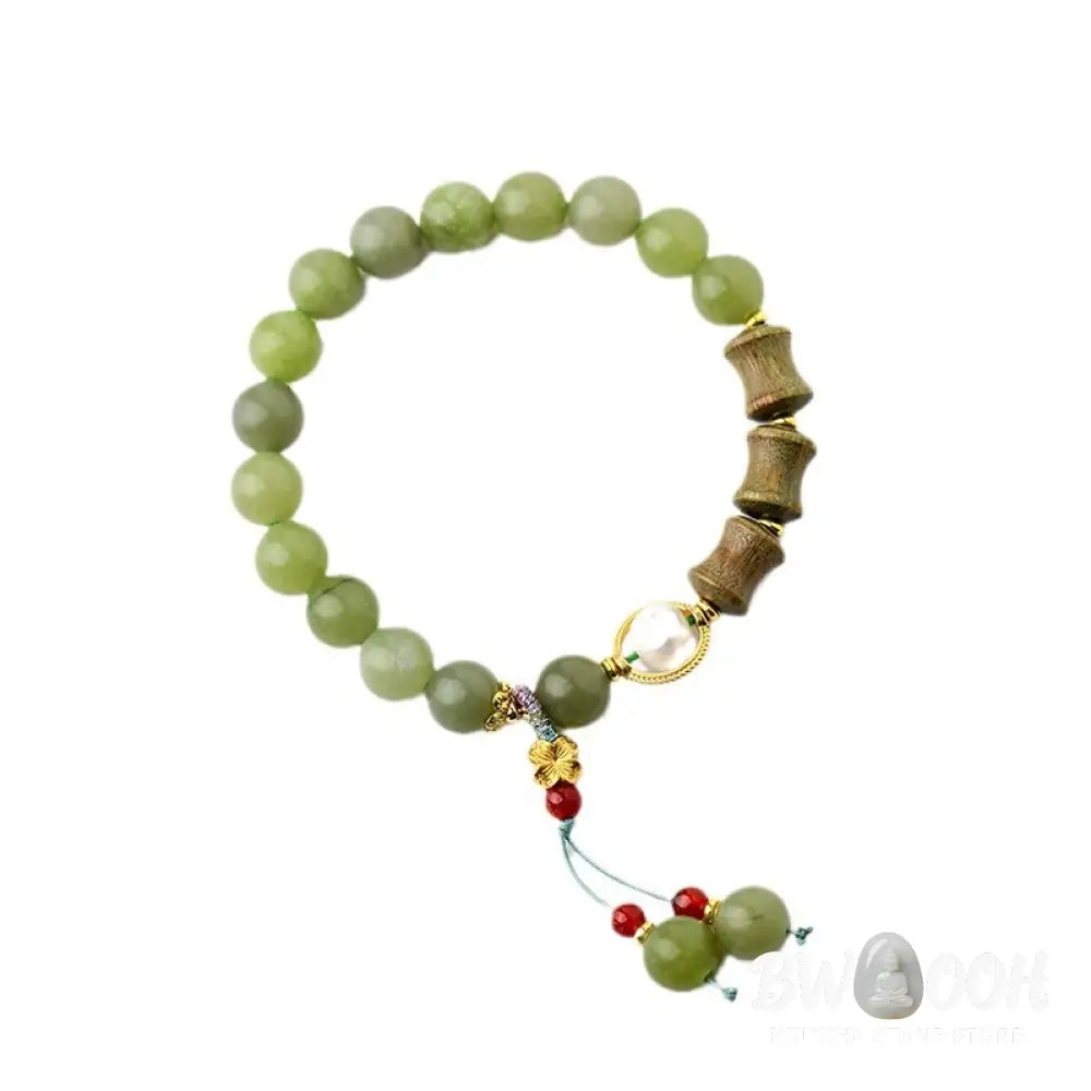 Buddha Stones Jade Sandalwood Bamboo Pearl Prosperity Bracelet - BWOOOH - Jade(Wrist Circumference 14-16cm) - Bracelet