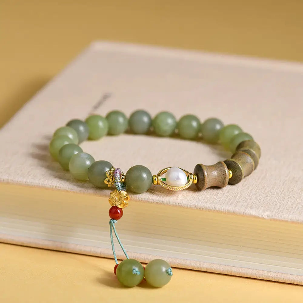 BWOOOH Jade Sandalwood Bamboo Pearl Prosperity Bracelet - BWOOOH - Jade(Wrist Circumference 14-16cm) - Bracelet