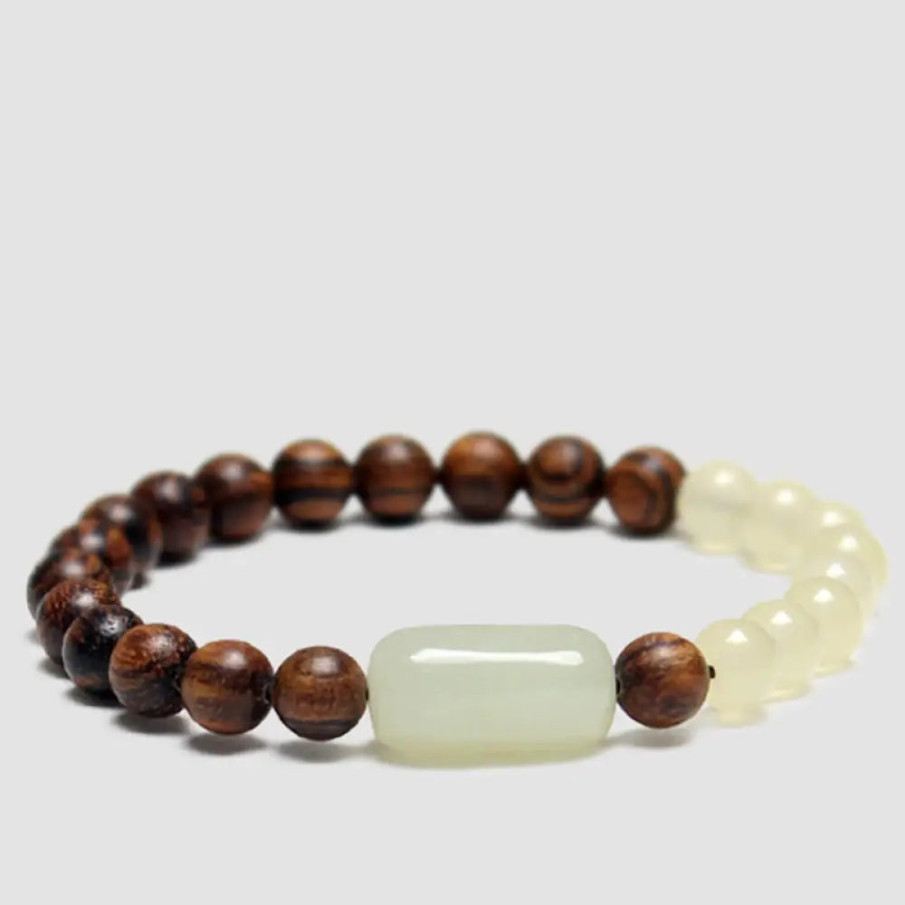 Buddha Stones Jade Sandalwood Luck Abundance Bracelet - 6mm - Bracelet