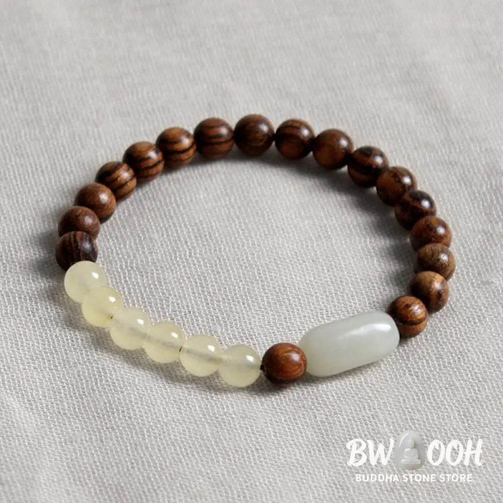 Buddha Stones Jade Sandalwood Luck Abundance Bracelet - Bracelet