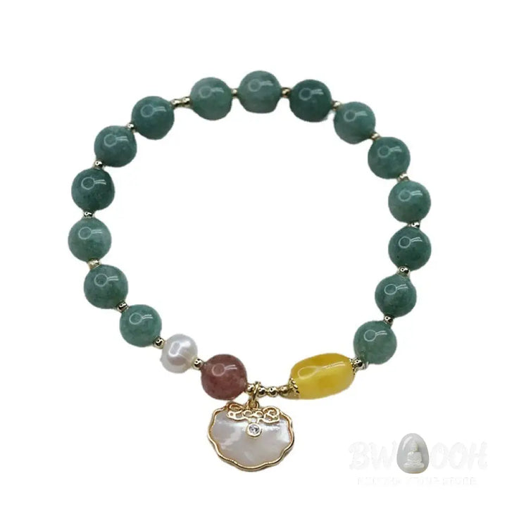 Buddha Stones Jade Sea shell Ruyi Lock Luck Bracelet - BWOOOH - Jade(Wrist Circumference 14-16cm) - Bracelet