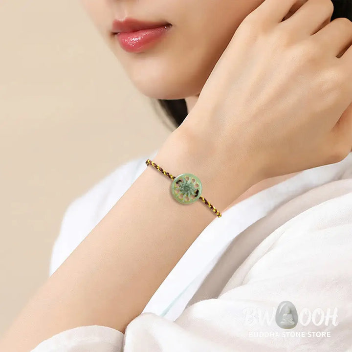Buddha Stones Jade Sun Braided Rope Abundance Bracelet - Jade(Wrist Circumference 15-17cm) - Bracelet