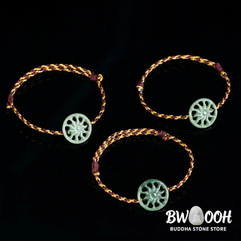 Buddha Stones Jade Sun Braided Rope Abundance Bracelet - Jade(Wrist Circumference 15-17cm) - Bracelet