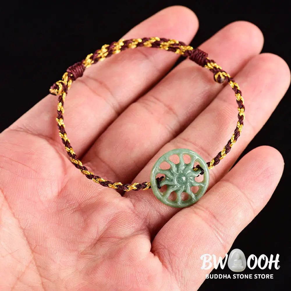 Buddha Stones Jade Sun Braided Rope Abundance Bracelet - Jade(Wrist Circumference 15-17cm) - Bracelet