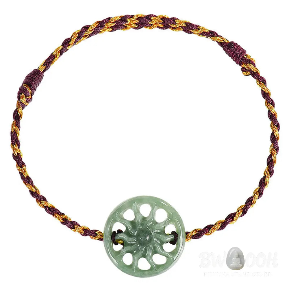 Buddha Stones Jade Sun Braided Rope Abundance Bracelet - Jade(Wrist Circumference 15-17cm) - Bracelet