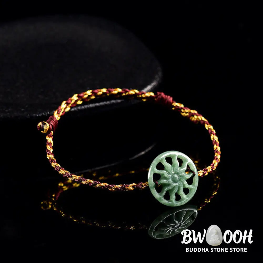 Buddha Stones Jade Sun Braided Rope Abundance Bracelet - Jade(Wrist Circumference 15-17cm) - Bracelet