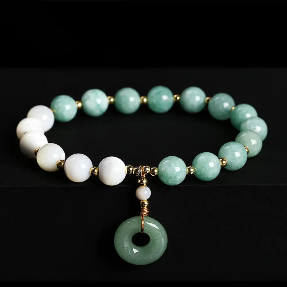 BWOOOH Jade Trochus Horseshoe Snail Peace Buckle Charm Abundance Bracelet - BWOOOH - Jade(Wrist Circumference: