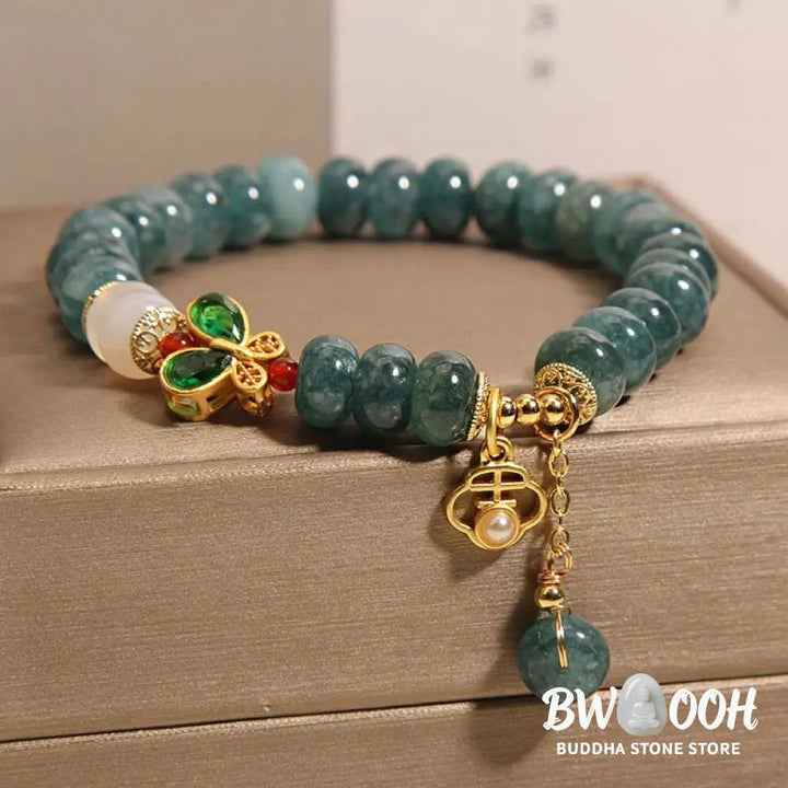 Buddha Stones Jade White Agate Butterfly Abacus Beads Abundance Bracelet - BWOOOH - Jade White Agate Butterfly(Wrist