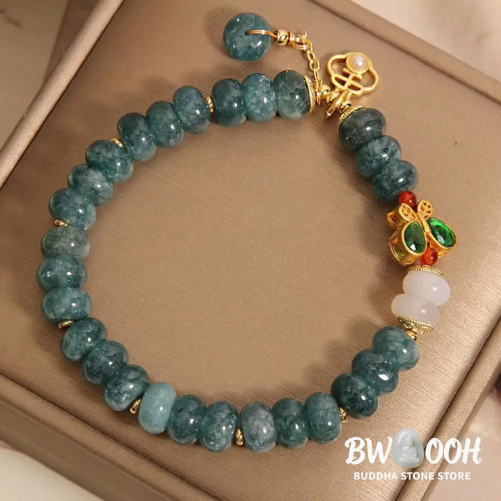 Buddha Stones Jade White Agate Butterfly Abacus Beads Abundance Bracelet - BWOOOH - Jade White Agate Butterfly(Wrist