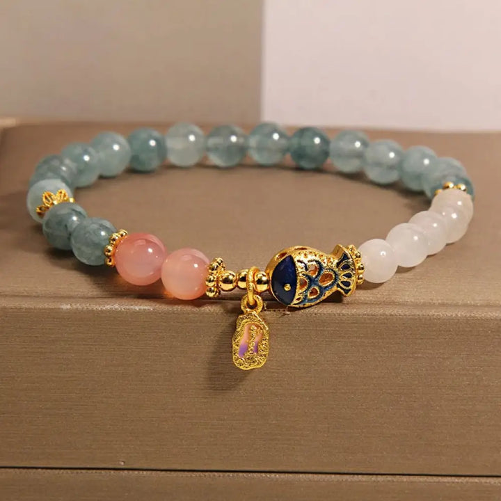 BWOOOH Jade Yanyuan Agate White Jade Koi Fish Scripture Charm Luck Bracelet - BWOOOH - Jade&amp;Koi Fish(Wrist