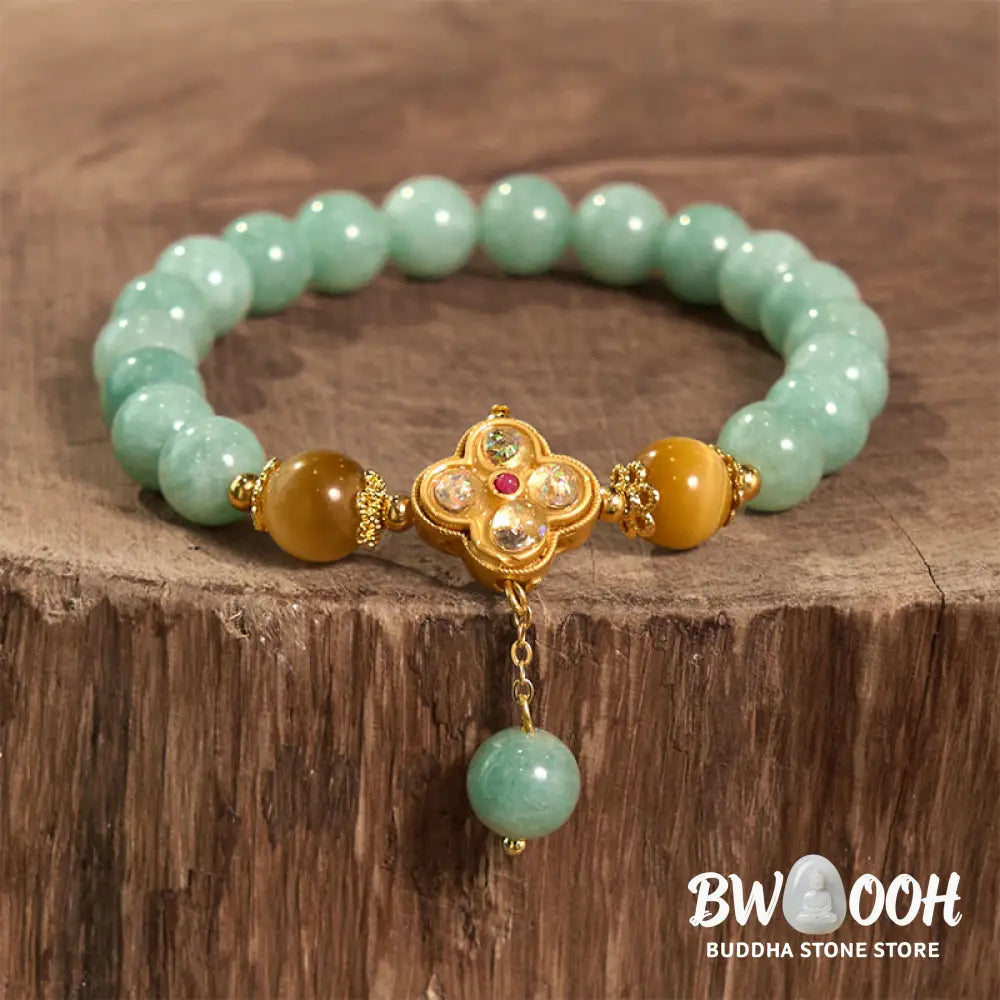 Buddha Stones Jade Yellow Tiger Eye Prosperity Bracelet - BWOOOH - Jade Yellow Tiger Eye(Wrist Circumference: 14-16cm)