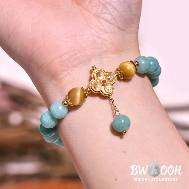 Buddha Stones Jade Yellow Tiger Eye Prosperity Bracelet - BWOOOH - Jade Yellow Tiger Eye(Wrist Circumference: 14-16cm)