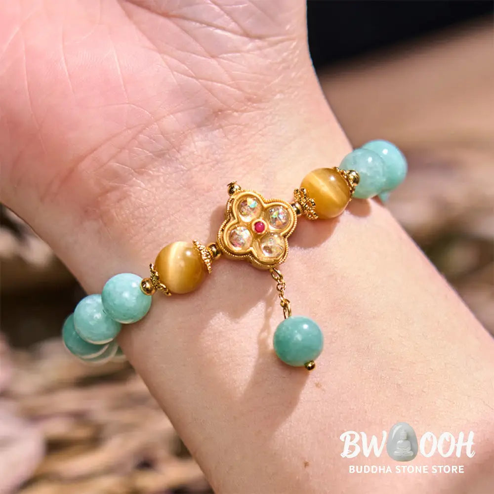 Buddha Stones Jade Yellow Tiger Eye Prosperity Bracelet - BWOOOH - Jade Yellow Tiger Eye(Wrist Circumference: 14-16cm)